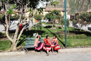 Girls at the Plaza de Armas, Ollantaytambo's central square