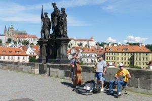Musicians on the Charles Bridge in Prague