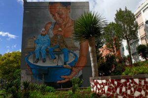 Mural created by Matías Mata aka Sabotaje al Montaje. in San Cristobal de la Laguna in Tenerife