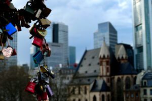 View of Frankfurt from the Eiserne Brücke.