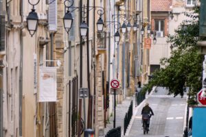 Woman riding a bike in Aix-en-Provence