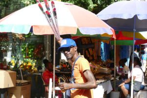 Man on Swan Street in Bridgetown the capital of Barbados.