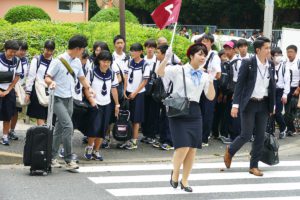School Class crossing street
