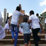 Faithful rushing to the Abayagiri Dagaba in Anuradhapura Sri Lanka